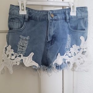 Jean Shorts With Lace